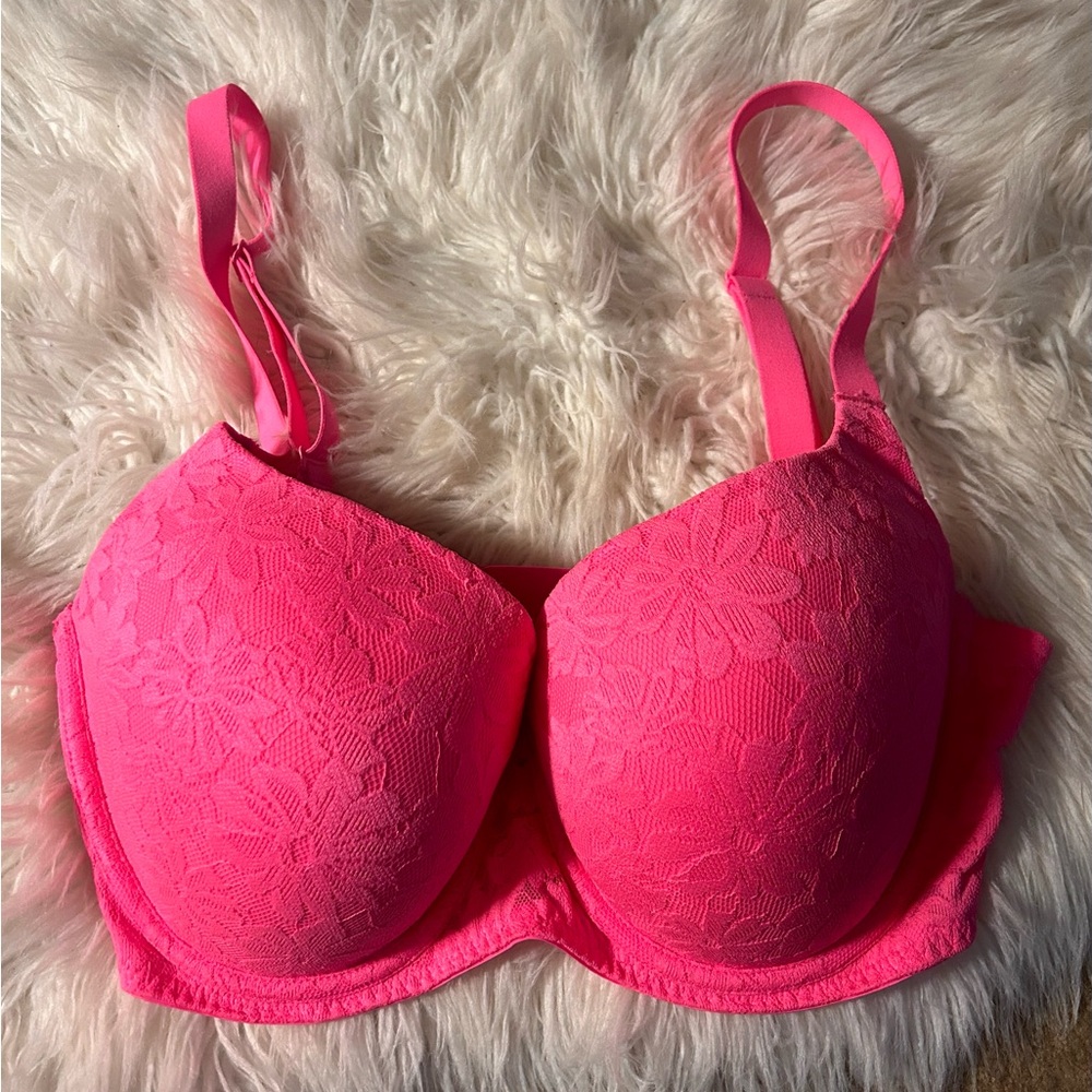 No Boundaries Pink Full-Coverage Bra with Adjustable Straps 38DD